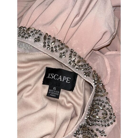 NWT XSCAPE Blush Pink Beaded Neckline Maxi Dress Women's Size 6 - Picture 9 of 11